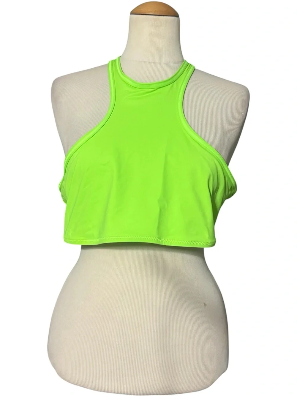 Skims Recycled Swim High Neck Racerback Top NWT Neon Green Size 2X